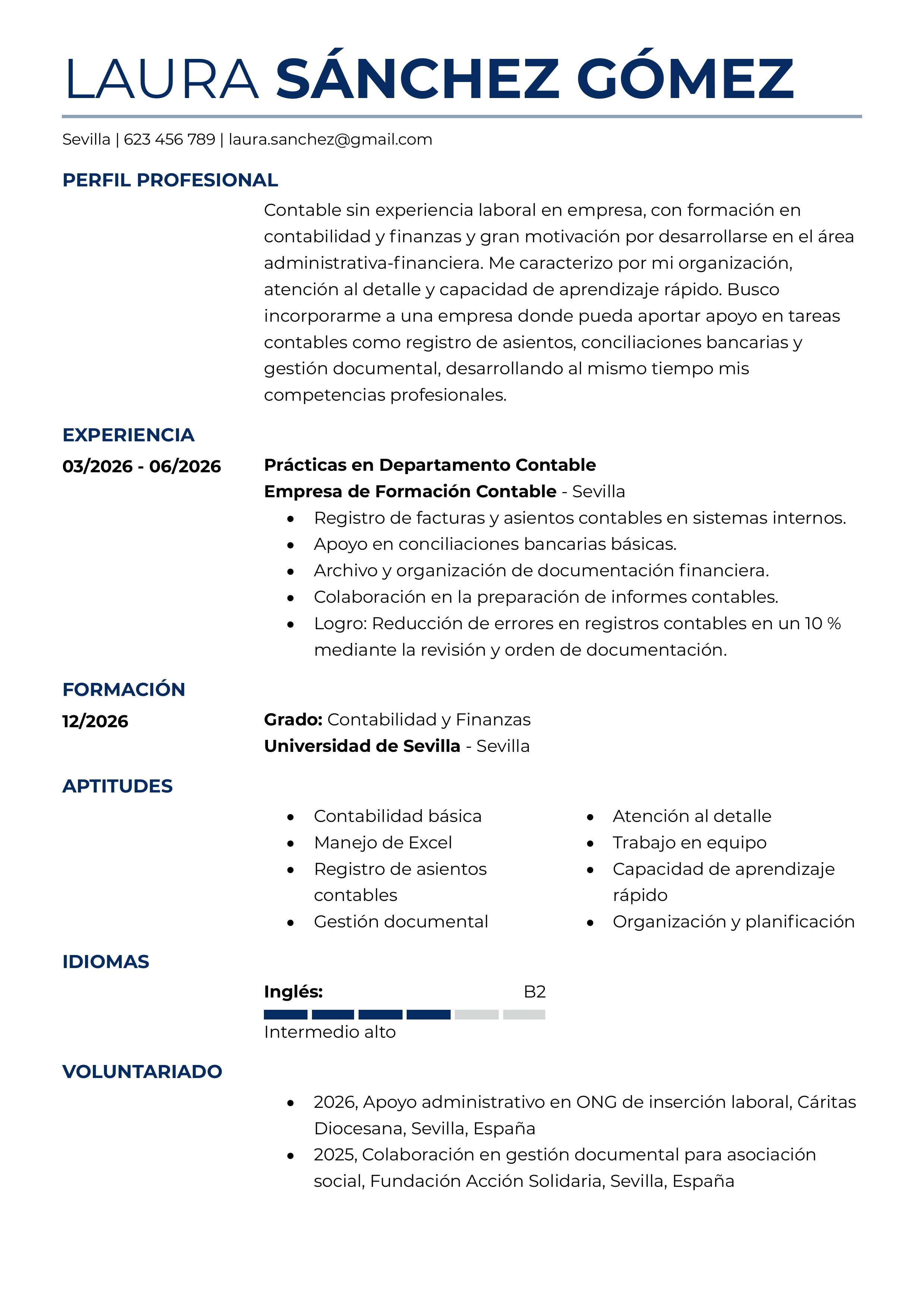 Plantilla de currículum para comercial sin experiencia